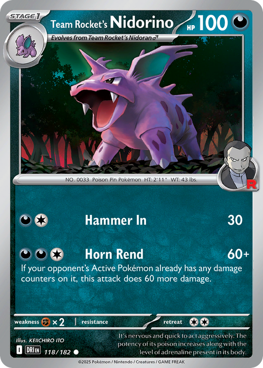 Team Rocket's Nidorino - 118/182 - - DESTINED RIVALS - Pokemon - | AA12-47
