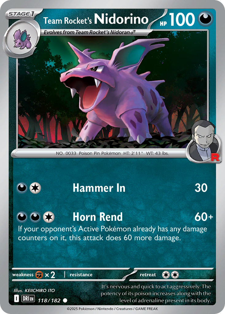 Team Rocket's Nidorino - 118/182 - - DESTINED RIVALS - Pokemon - | AA52-31