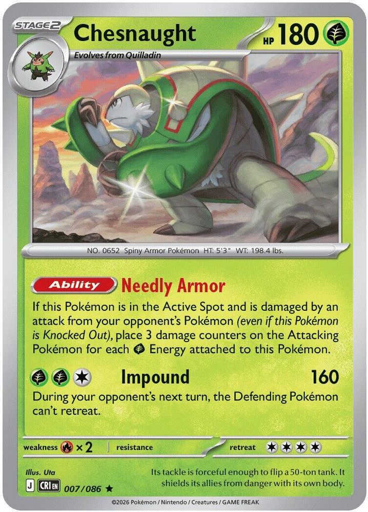 Chesnaught - 007/086 - Holo - CHAOS RISING - Pokemon - Rare | AA13-53