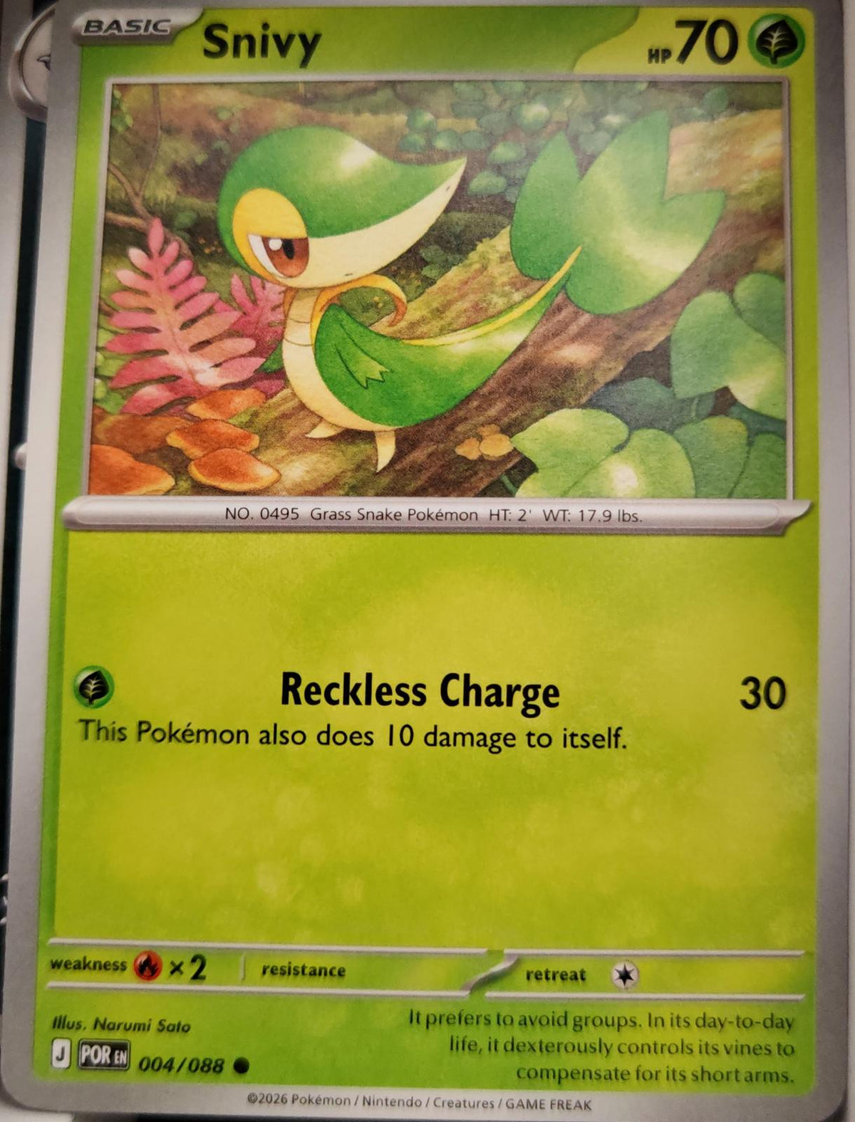Snivy - 004/088 - - PERFECT ORDER - Pokemon - Common | AA03-83