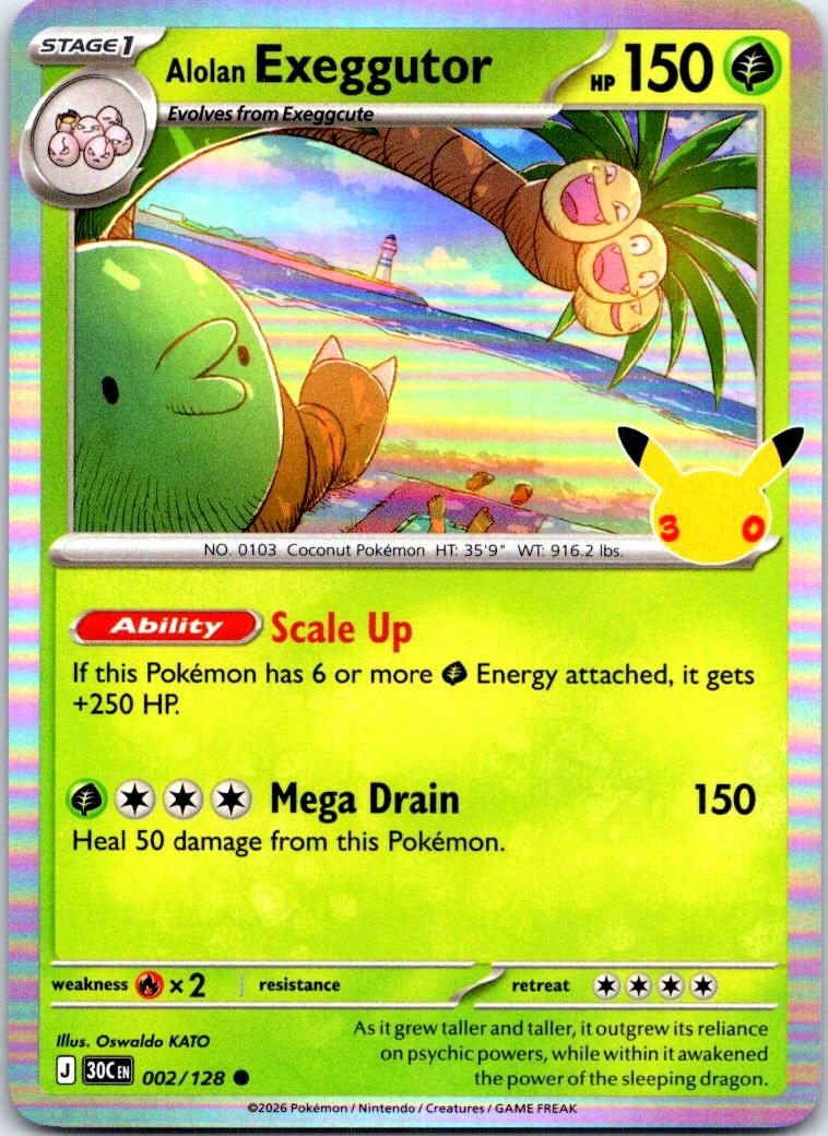 Alolan Exeggutor - 002/128 - Holo - ME: 30TH CELEBRATION - Pokemon - | AB31-48