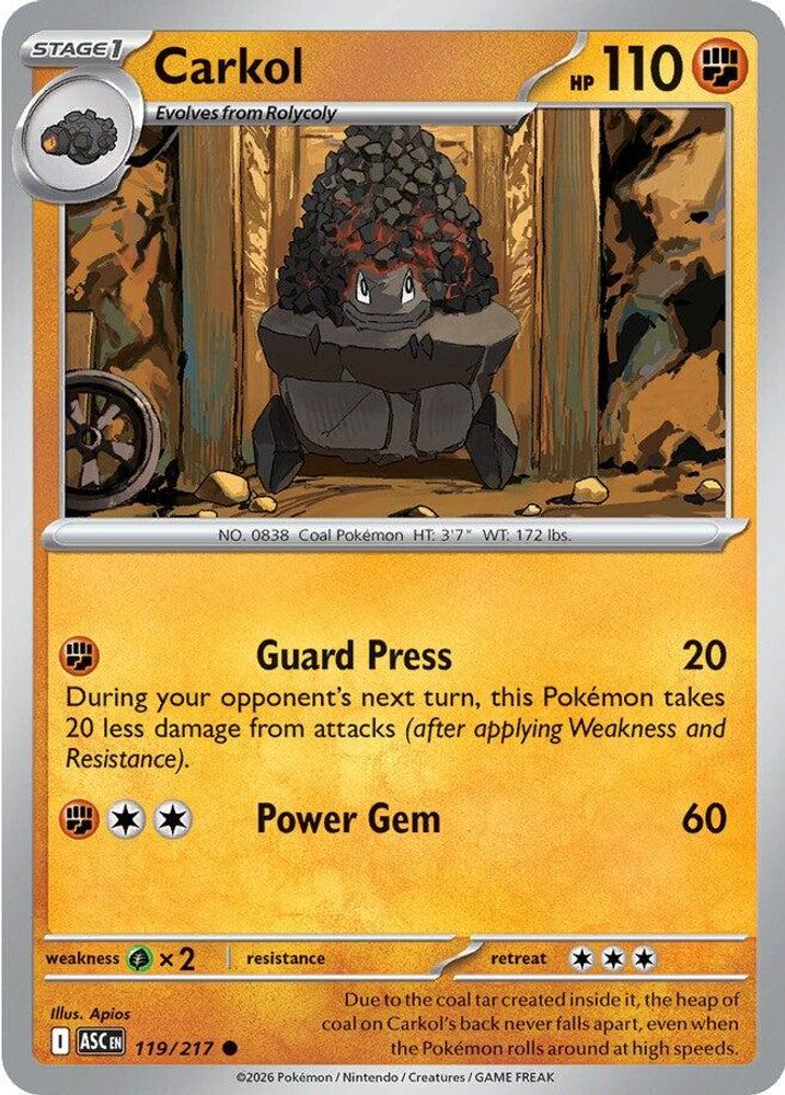 Carkol - 119/217 - - ASCENDED HEROES - Pokemon - Common | AA20-80