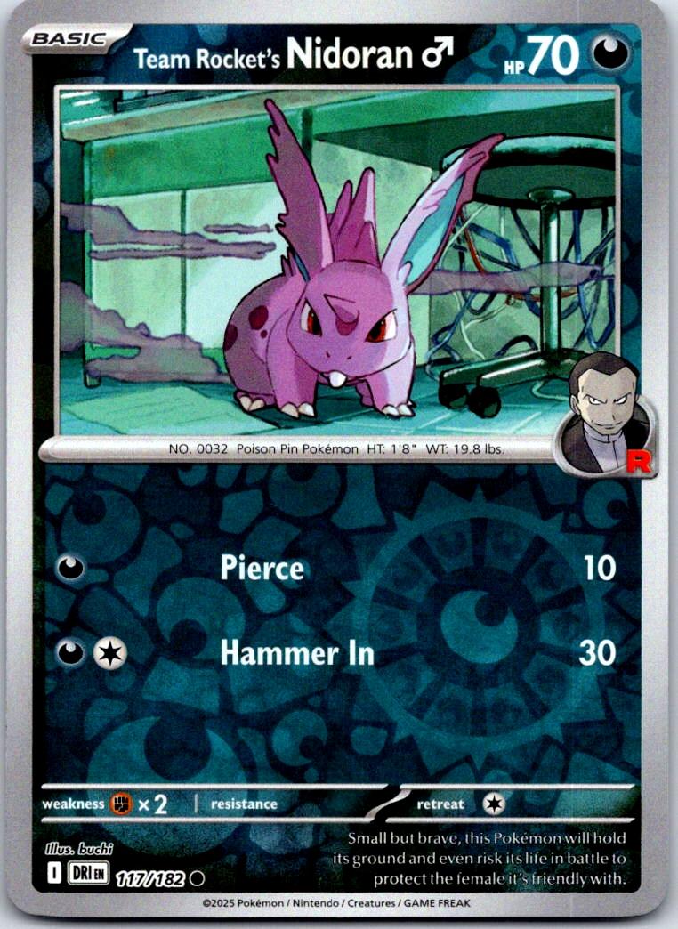 Team Rocket's NidoranM - 117/182 - Reverse Holo - DESTINED RIVALS - Pokemon - | AA125-46