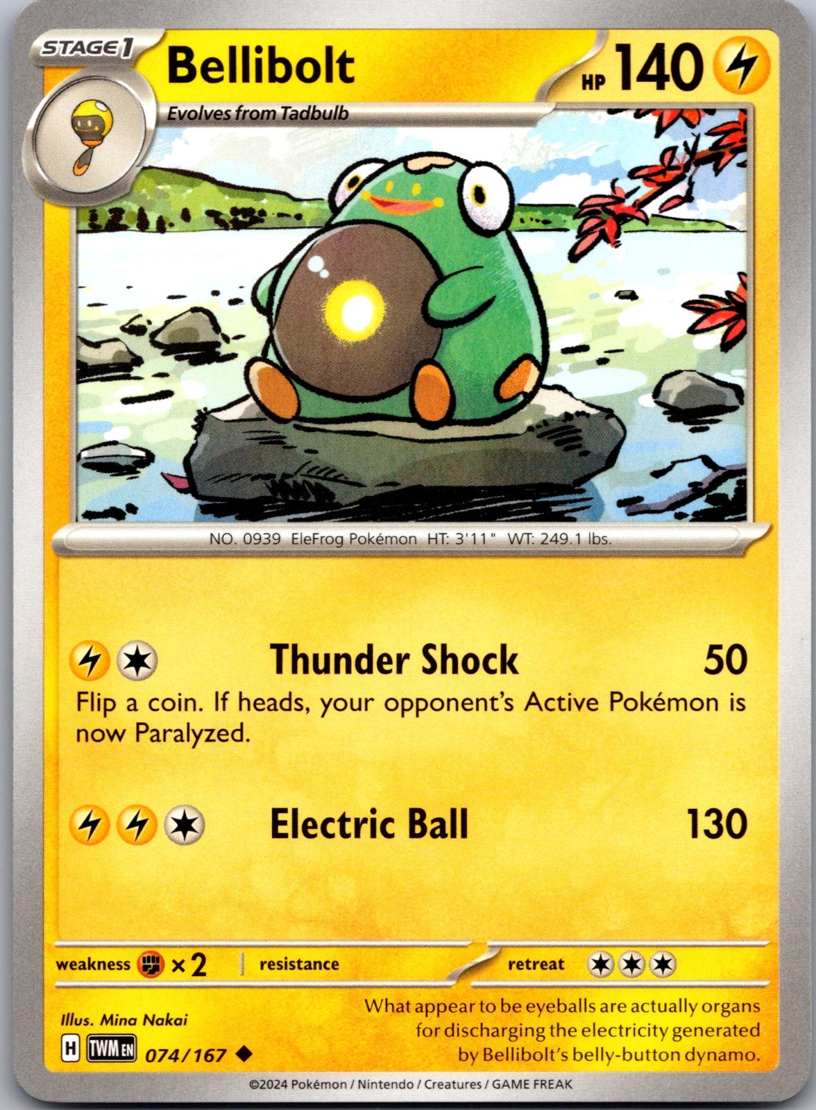 Bellibolt - 074/167 - - TWILIGHT MASQUERADE - Pokemon - Uncommon | AA84-20