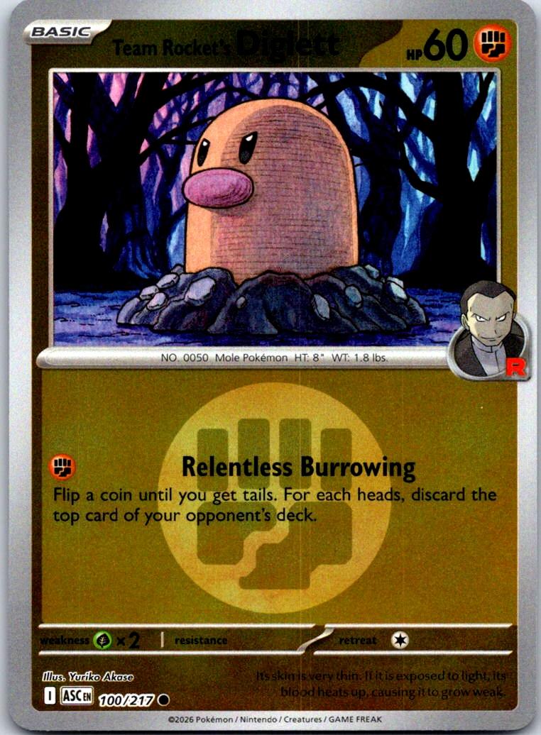 Team Rocket's Diglett (Energy Symbol Pattern) - 100/217 - Reverse Holo - ASCENDED HEROES - Pokemon - | AB03-33