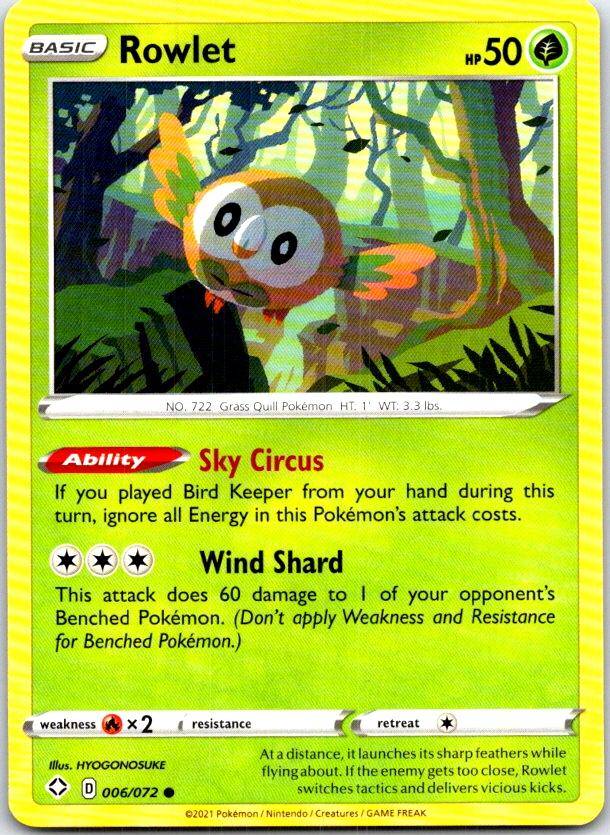 Rowlet - 006/072 - - SHINING FATES - Pokemon - Common | AB98-51
