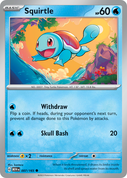 Squirtle - 007/165 - Reverse Holo - 151 - Pokemon - Common | AA61-39