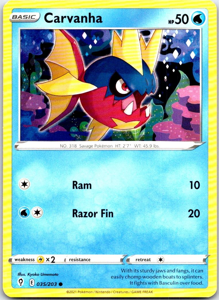 Carvanha - 035/203 - - EVOLVING SKIES - Pokemon - Common | AB29-39