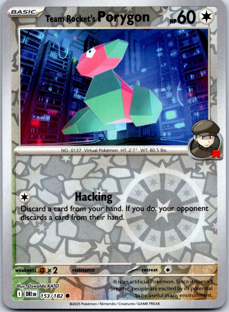 Team Rocket's Porygon - 153/182 - Reverse Holo - DESTINED RIVALS - Pokemon - | AA125-44
