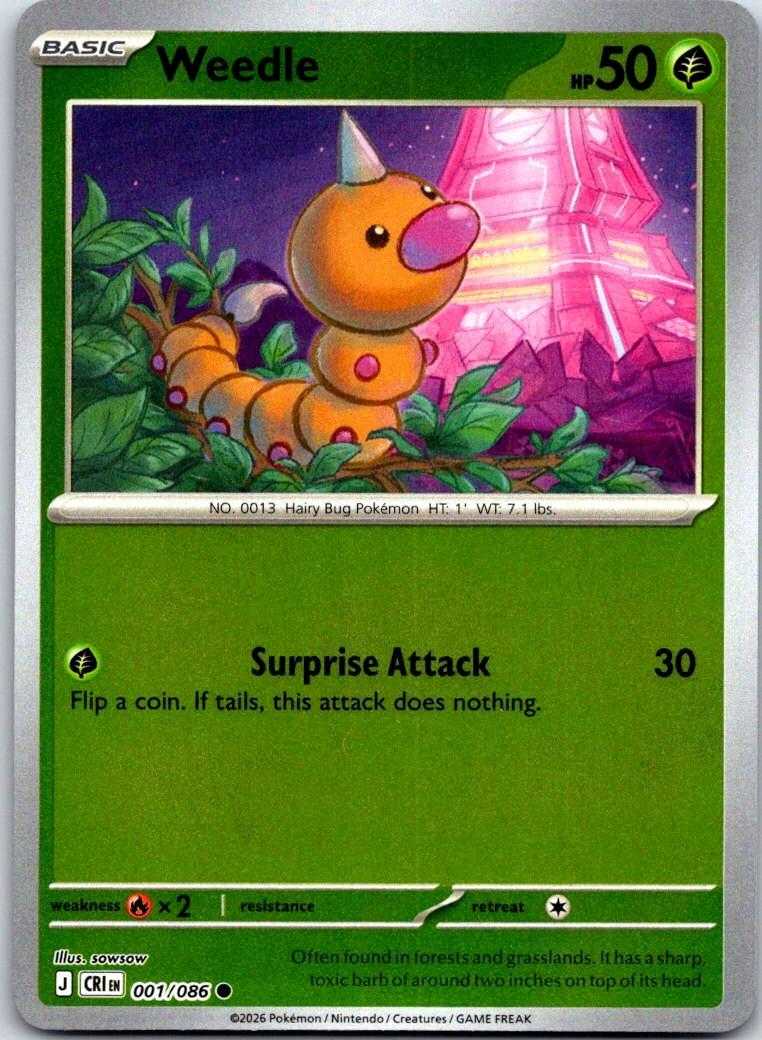 Weedle - 001/086 - Reverse Holo - CHAOS RISING - Pokemon - Common | AB01-23