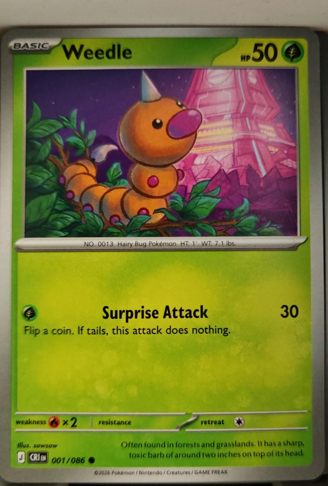 Weedle - 001/086 - - CHAOS RISING - Pokemon - Common | AA08-66