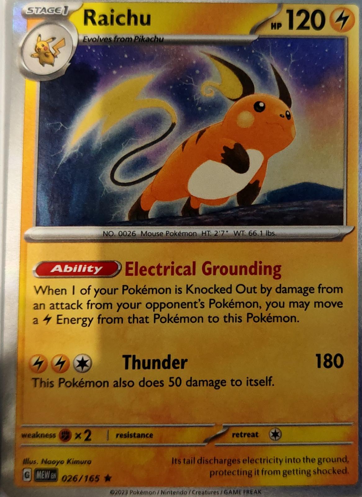 Raichu - 026/165 - Holo - 151 - Pokemon - Rare | AA74-2