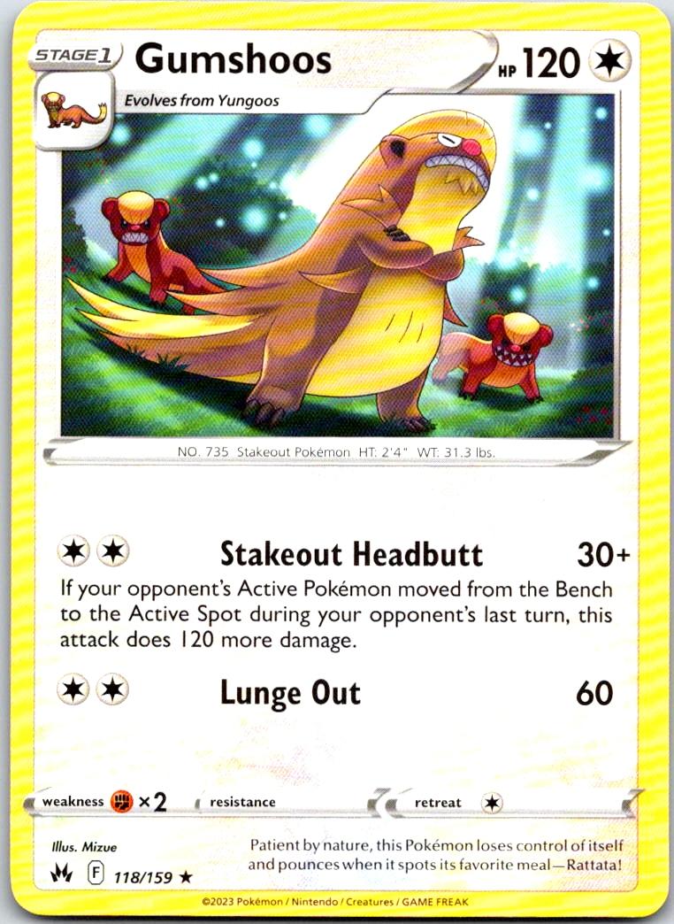 Gumshoos - 118/159 - - CROWN ZENITH - Pokemon - Rare | AA104-33