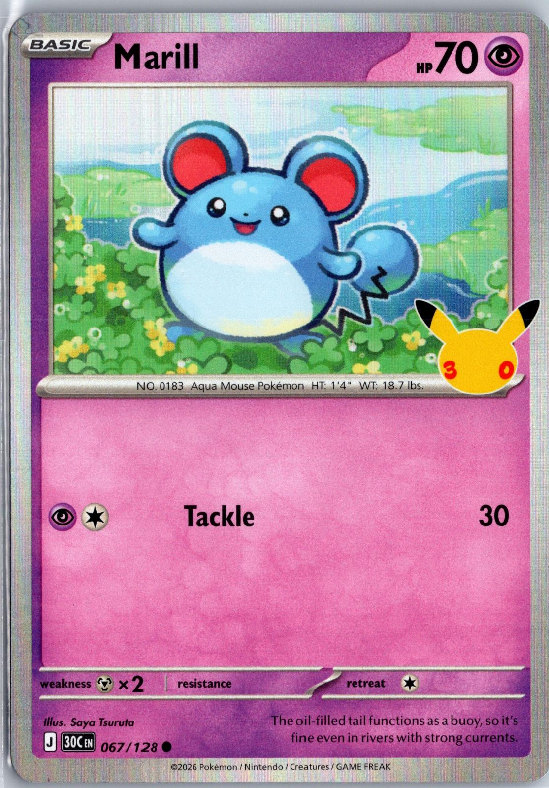 Marill - 067/128 - Holo - ME: 30TH CELEBRATION - Pokemon - Common | AA98-33