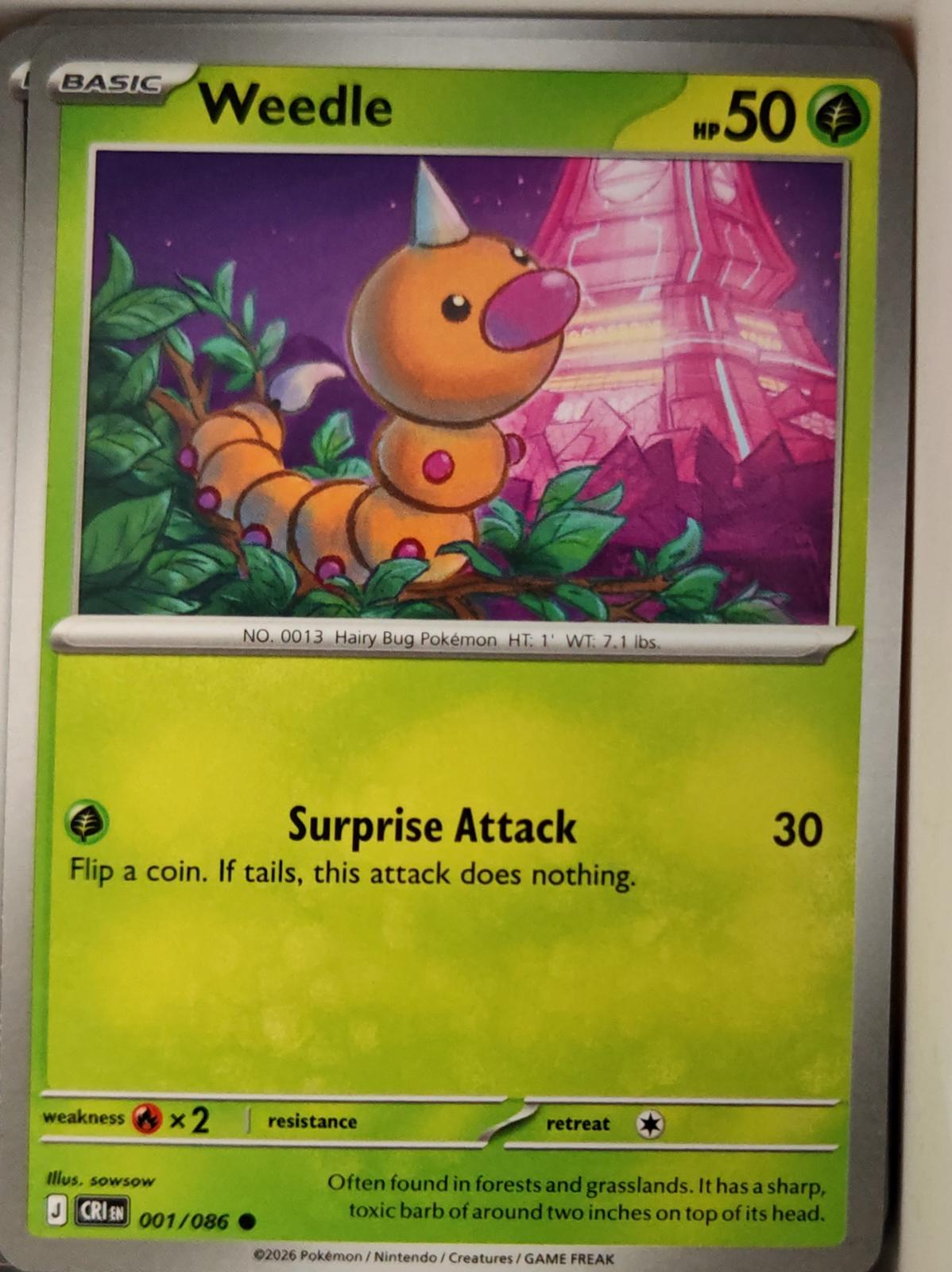 Weedle - 001/086 - - CHAOS RISING - Pokemon - Common | AA11-40