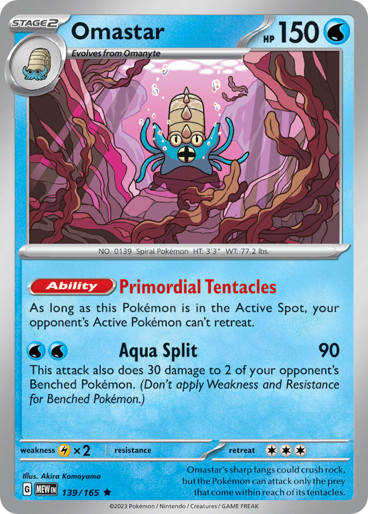 Omastar - 139/165 - Holo - 151 - Pokemon - Rare | AA74-1