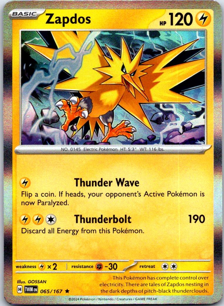 Zapdos - 065/167 - Holo - TWILIGHT MASQUERADE - Pokemon - Rare | AB08-7