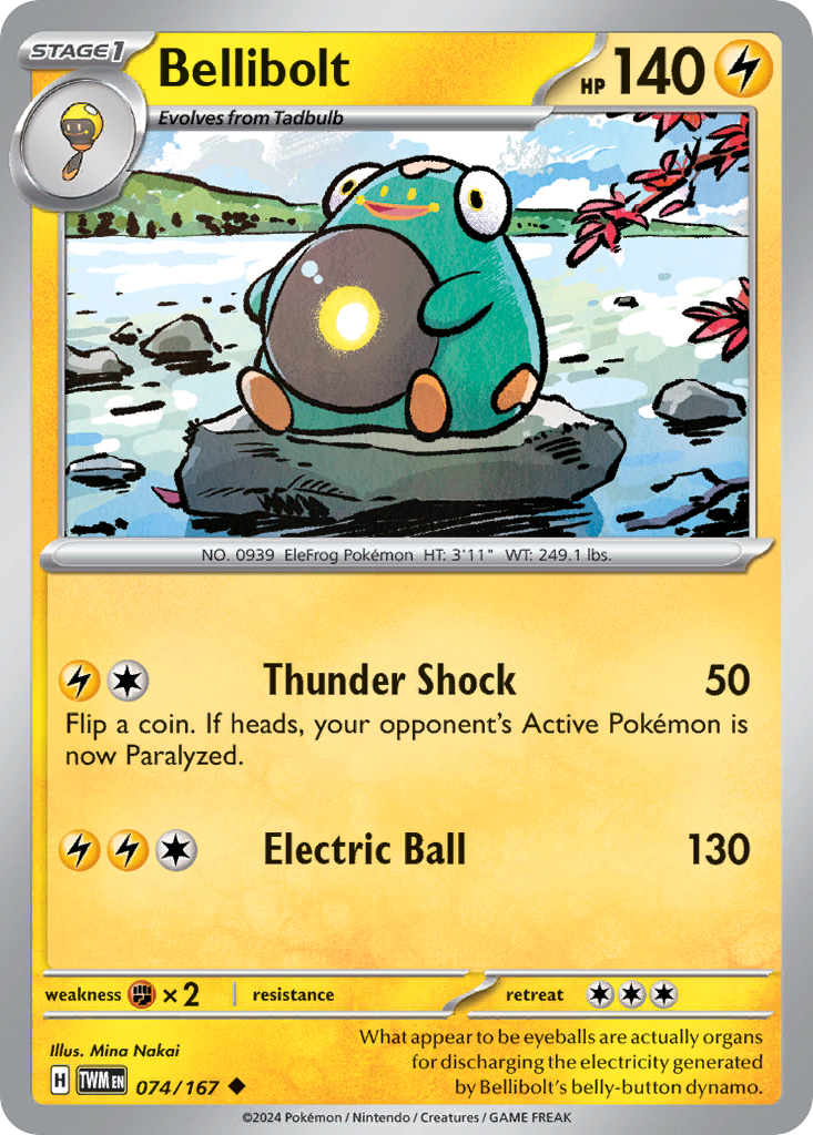 Bellibolt - 074/167 - Reverse Holo - TWILIGHT MASQUERADE - Pokemon - | AA75-27