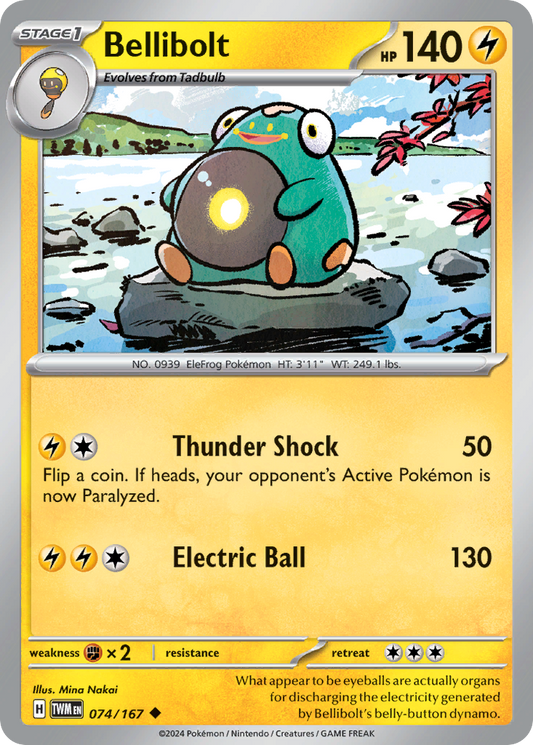 Bellibolt - 074/167 - Reverse Holo - TWILIGHT MASQUERADE - Pokemon - | AA75-27