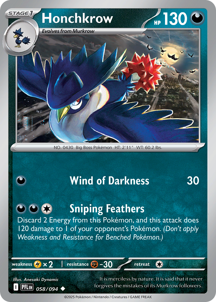 Honchkrow - 058/094 - - PHANTASMAL FLAMES - Pokemon - Uncommon | AA07-20