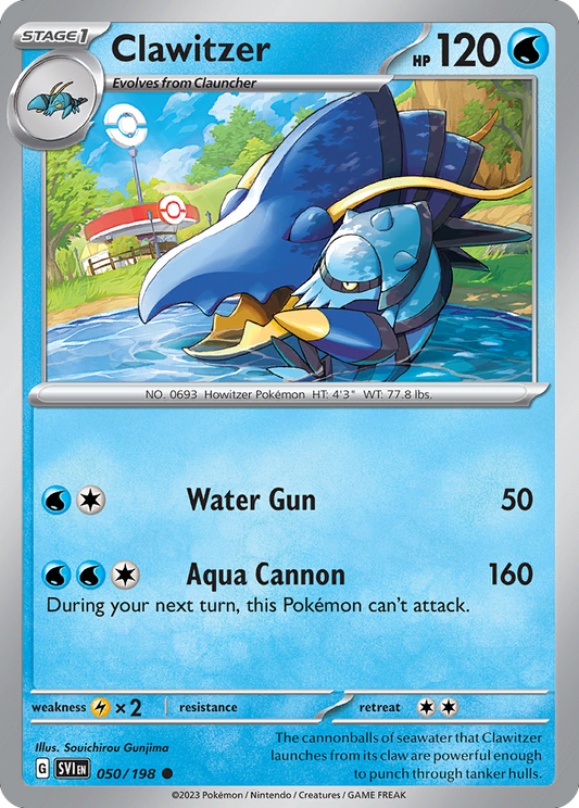 Clawitzer - 050/198 - Reverse Holo - SCARLET & VIOLET - Pokemon - | AA49-39