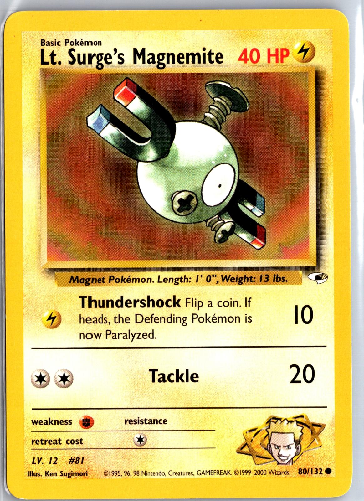 Lt. Surge's Magnemite - 80/132 - Unlimited - GYM HEROES - Pokemon - | AA99-3
