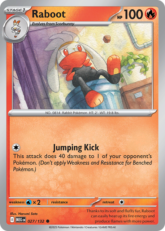 Raboot - 027/132 - Reverse Holo - MEGA EVOLUTION - Pokemon - Common | AA49-92
