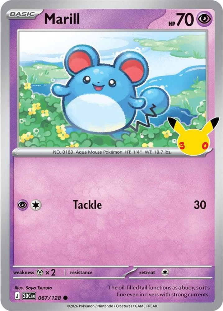 Marill - 067/128 - Holo - ME: 30TH CELEBRATION - Pokemon - Common | AA98-33