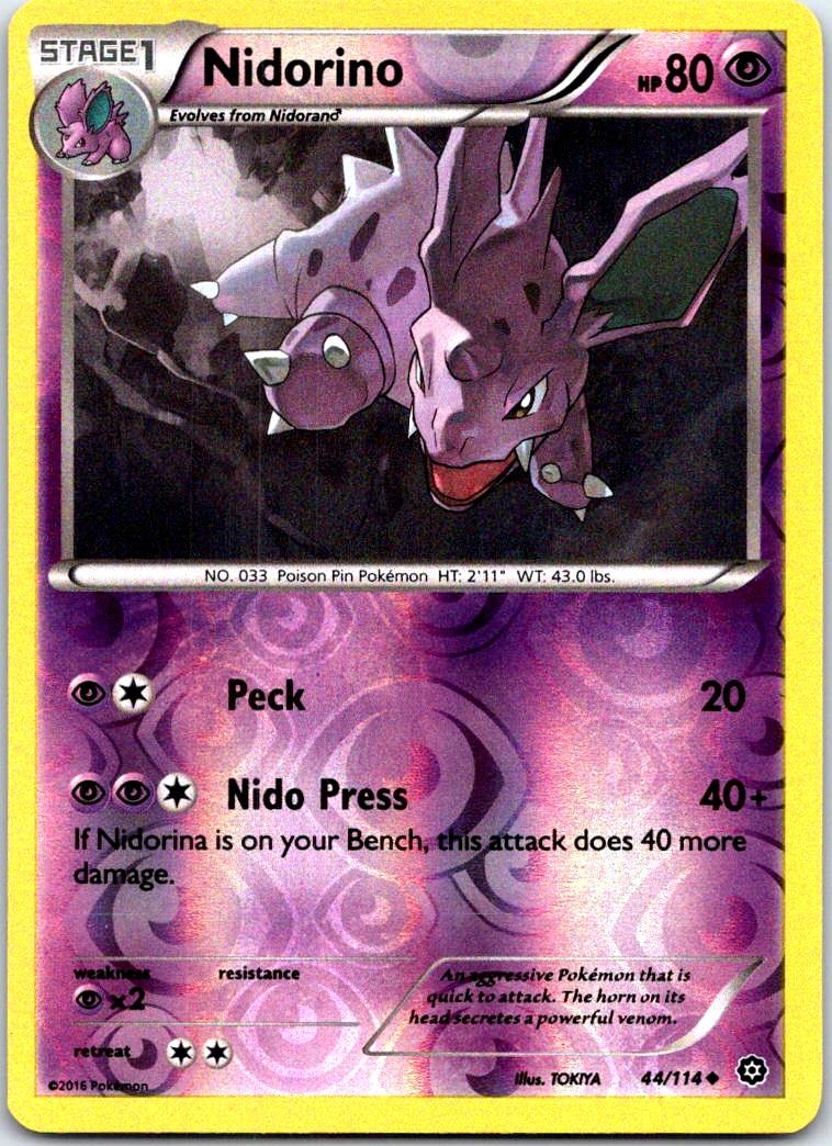 Nidorino - 44/114 - Reverse Holo - STEAM SIEGE - Pokemon - Uncommon | AB42-8