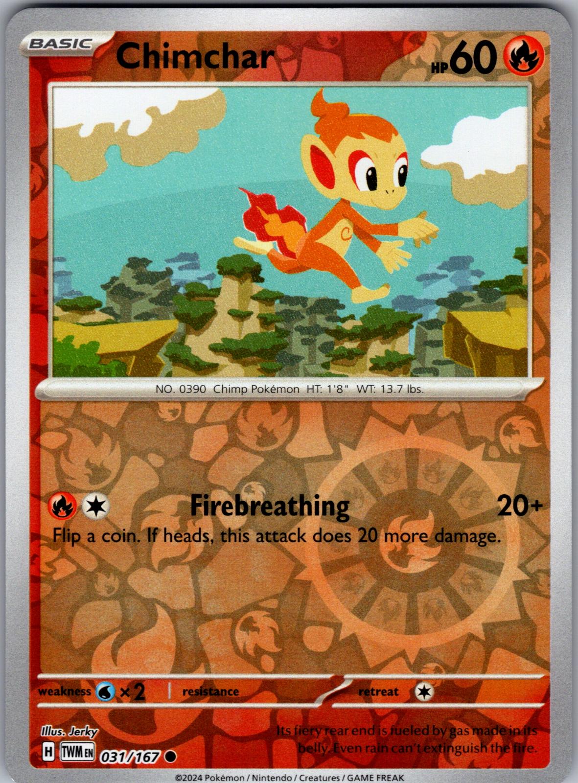 Chimchar - 031/167 - Reverse Holo - TWILIGHT MASQUERADE - Pokemon - | AA82-41