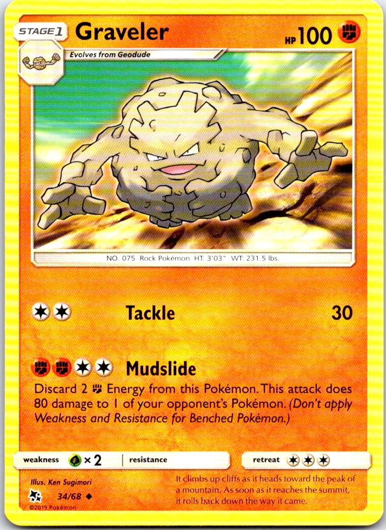 Graveler - 34/68 - - HIDDEN FATES - Pokemon - Uncommon | AB33-13