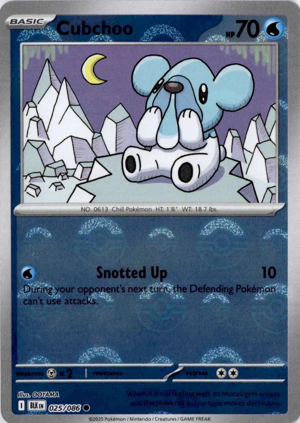 Cubchoo (Poke Ball Pattern) - 025/086 - Holo - BLACK BOLT - Pokemon - | AA47-51