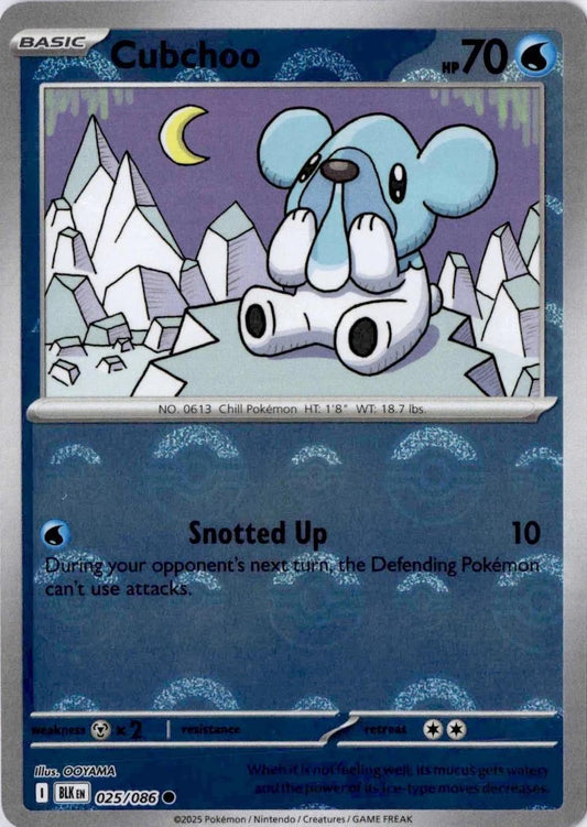Cubchoo (Poke Ball Pattern) - 025/086 - Holo - BLACK BOLT - Pokemon - | AA47-51