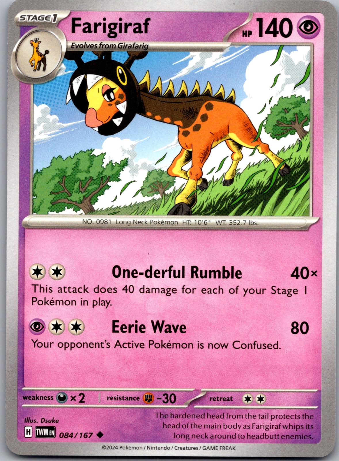 Farigiraf - 084/167 - - TWILIGHT MASQUERADE - Pokemon - Uncommon | AA88-38