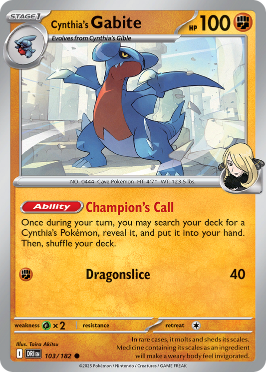 Cynthia's Gabite - 103/182 - - DESTINED RIVALS - Pokemon - Common | AA52-13