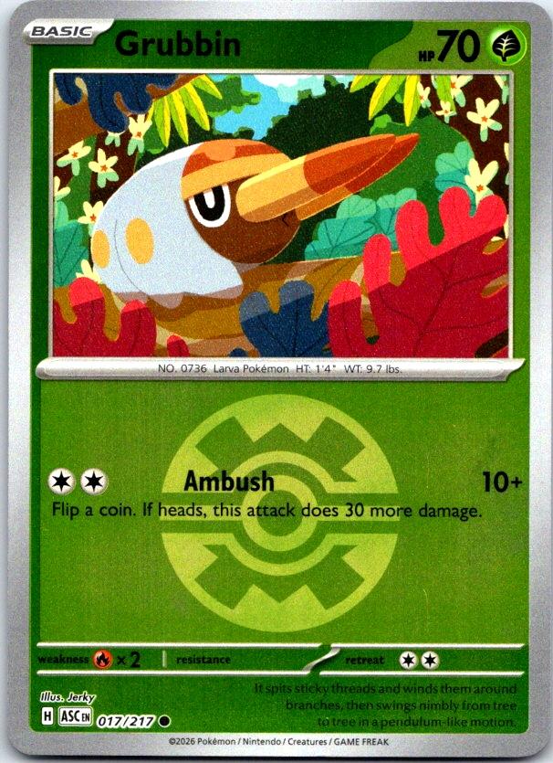 Grubbin (Quick Ball) - 017/217 - Reverse Holo - ASCENDED HEROES - Pokemon - | AC27-36