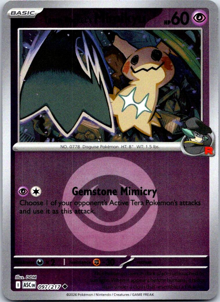 Team Rocket's Mimikyu (Energy Symbol Pattern) - 097/217 - Reverse Holo - ASCENDED HEROES - Pokemon - | AA119-47