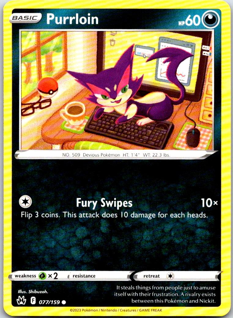 Purrloin - 077/159 - - CROWN ZENITH - Pokemon - Common | AA103-14