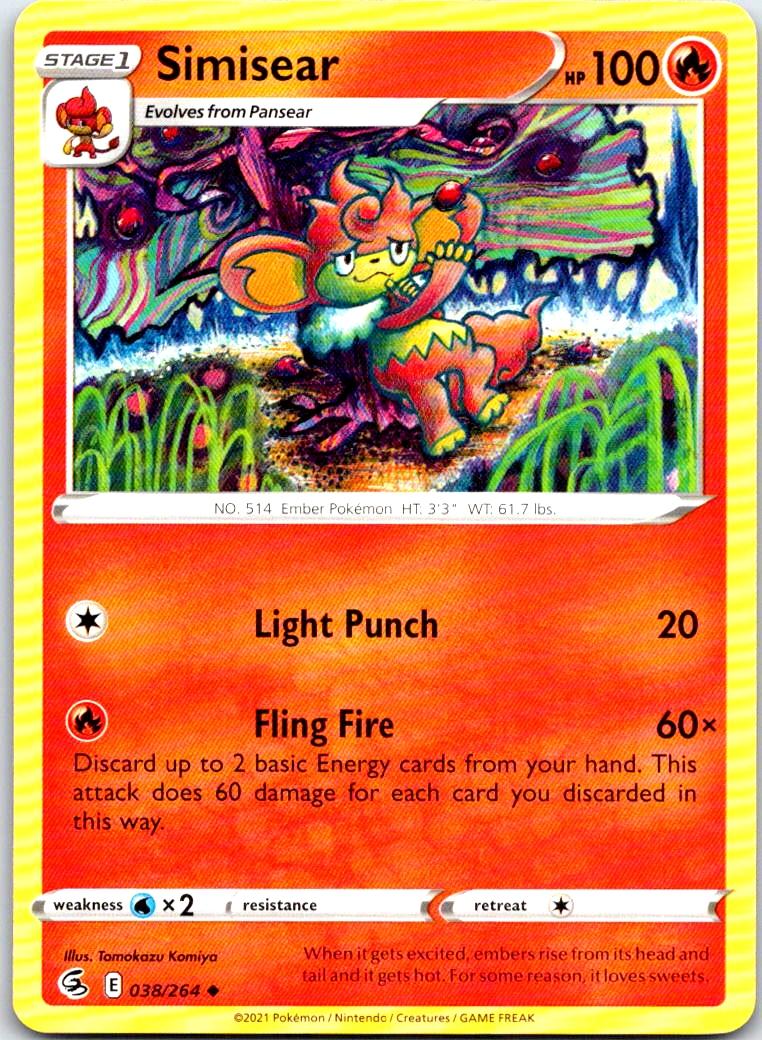 Simisear - 038/264 - - FUSION STRIKE - Pokemon - Uncommon | AB34-11