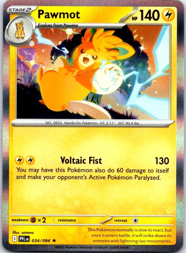 Pawmot - 034/094 - Holo - PHANTASMAL FLAMES - Pokemon - Rare | AC01-25