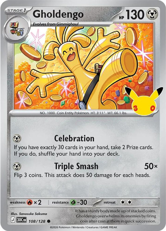 Gholdengo - 108/128 - Holo - ME: 30TH CELEBRATION - Pokemon - Common | AA97-4