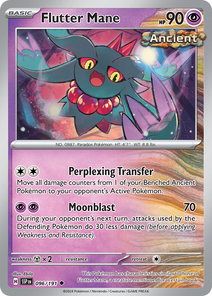 Flutter Mane - 096/191 - - SURGING SPARKS - Pokemon - Uncommon | AA46-49