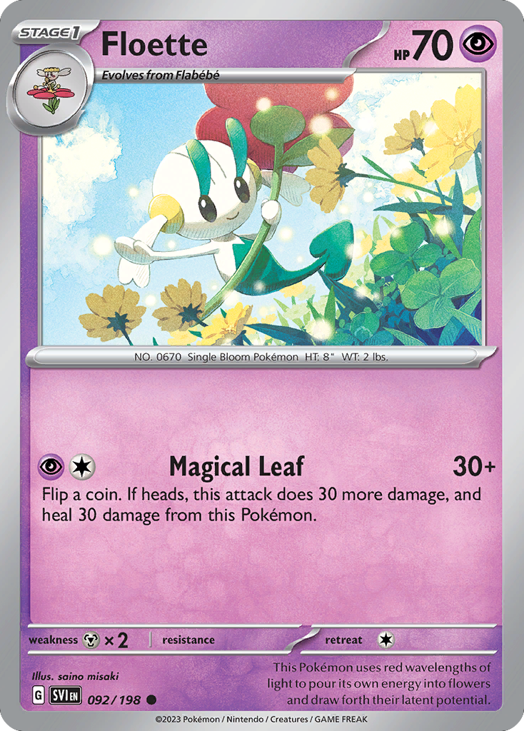 Floette - 092/198 - Reverse Holo - SCARLET & VIOLET - Pokemon - Common | AA49-36