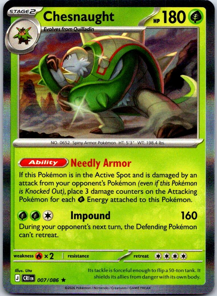 Chesnaught - 007/086 - Holo - CHAOS RISING - Pokemon - Rare | AA122-39