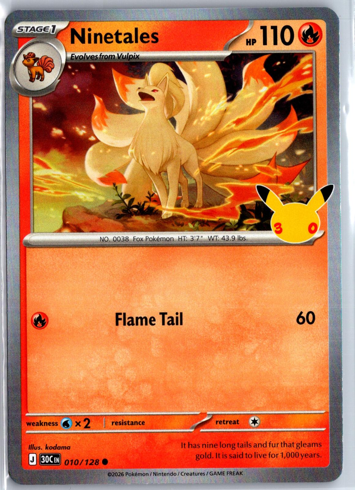 Ninetales - 010/128 - Holo - ME: 30TH CELEBRATION - Pokemon - Common | AA97-17