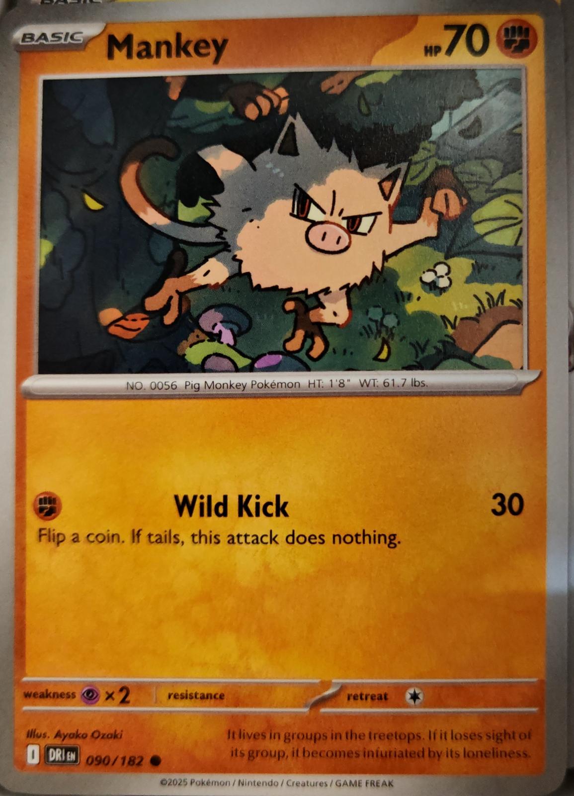 Mankey - 090/182 - - DESTINED RIVALS - Pokemon - Common | AA10-70