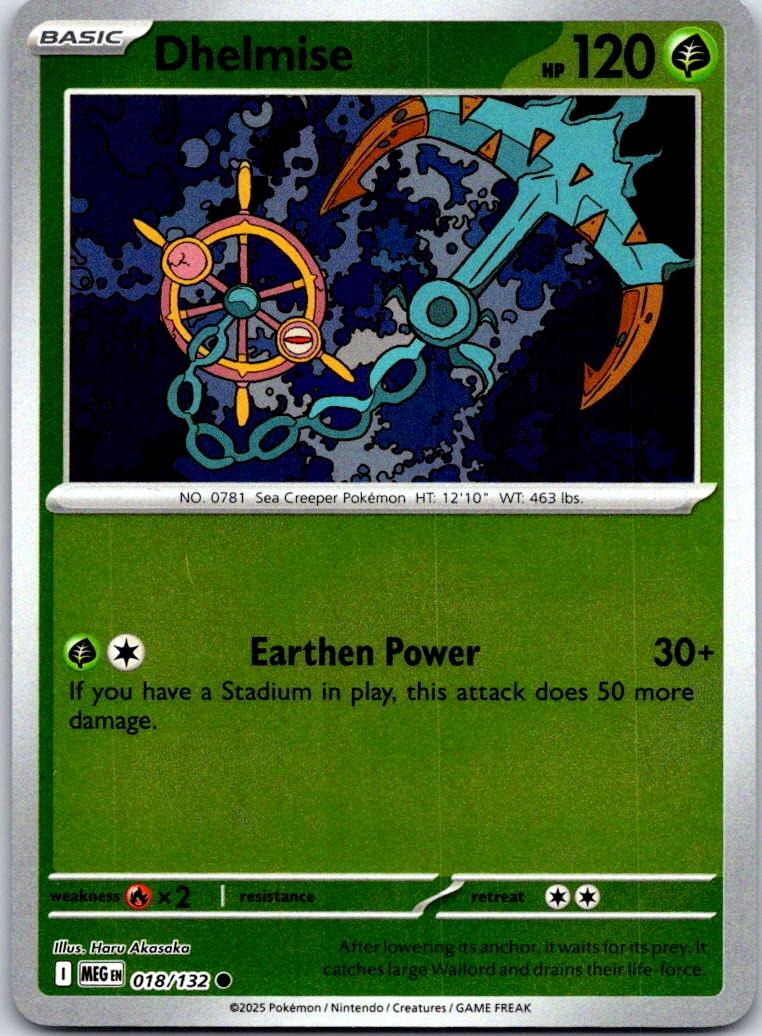 Dhelmise - 018/132 - Reverse Holo - MEGA EVOLUTION - Pokemon - Common | AB04-23