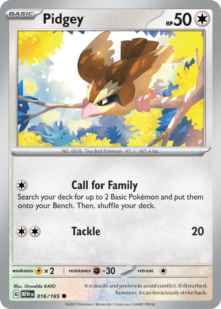 Pidgey - 016/165 - Reverse Holo - 151 - Pokemon - Common | AA61-16