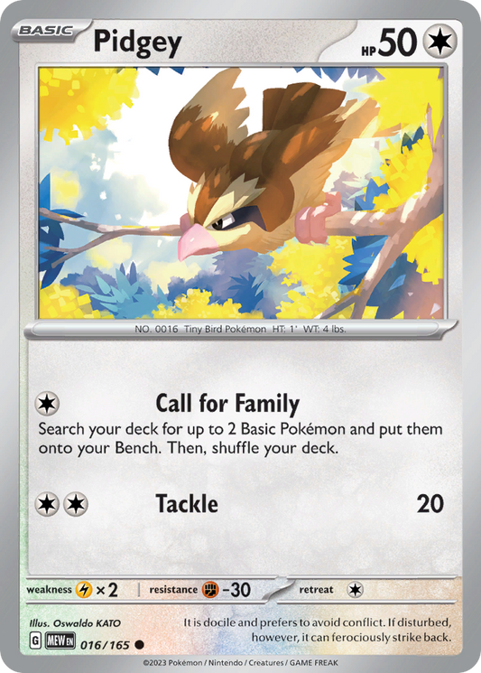 Pidgey - 016/165 - Reverse Holo - 151 - Pokemon - Common | AA61-16