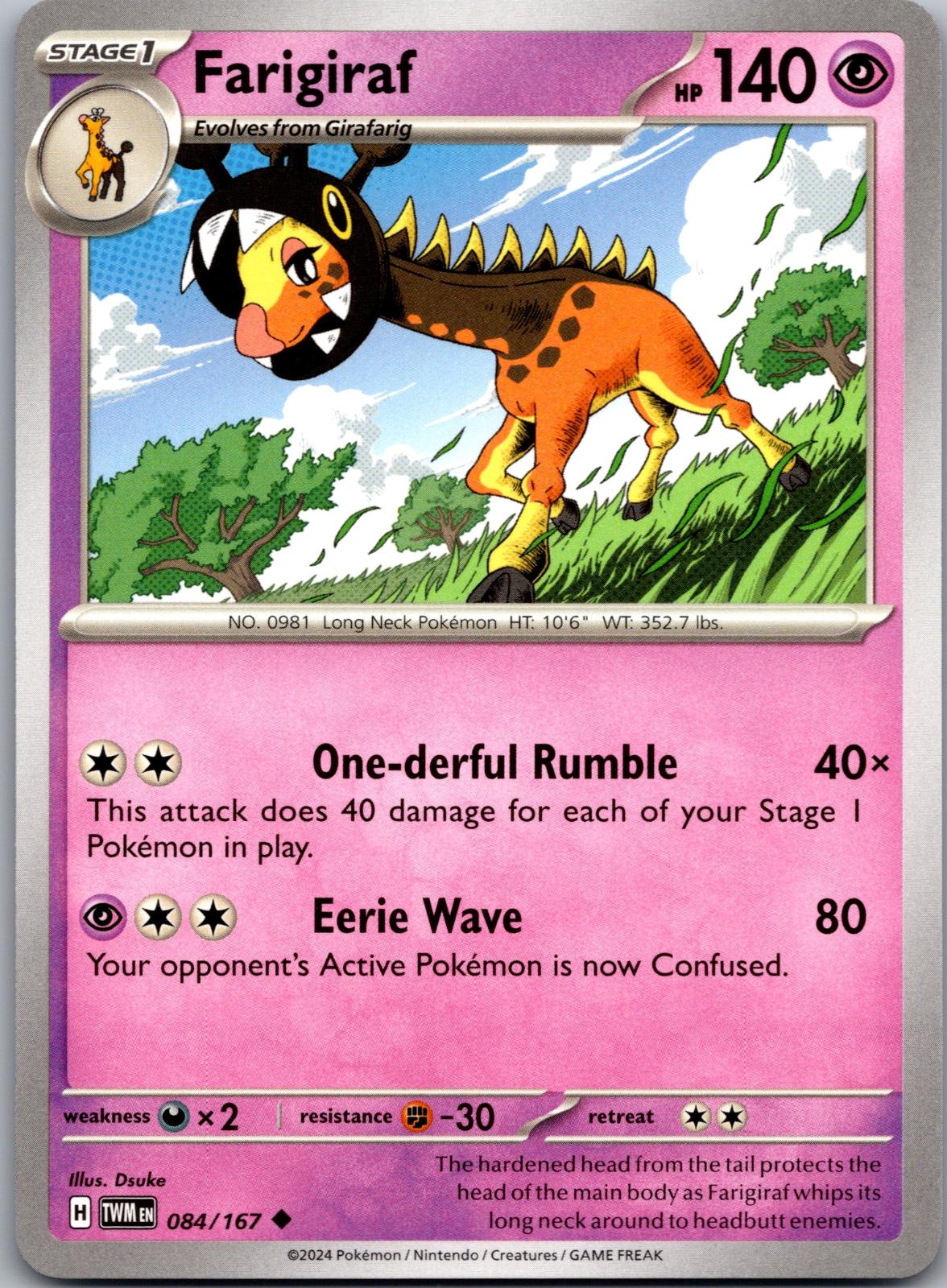 Farigiraf - 084/167 - - TWILIGHT MASQUERADE - Pokemon - Uncommon | AA84-30